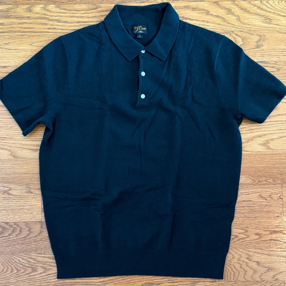 J. Crew Mens Cashmere Forest Green Polo Sweater